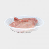 Custom food grade blister pp food preservation container meat packaging round plastic plates take away disposable food tray