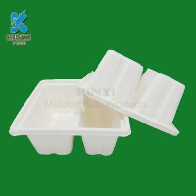 Eco friendly Biodegradable Sugarcane Bagasse Pulp Molded Ice Cream Box Tray, Paper Tray