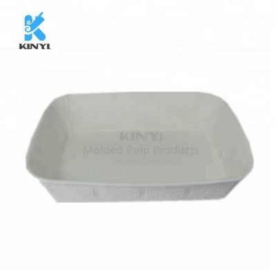 Disposable paper tray dry pressing molded pulp cat litter box