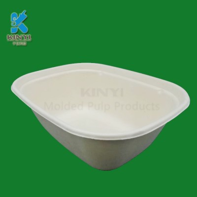 Disposable Biodegradable Molded Fiber Pulp Rectangle Shape Paper Bowl