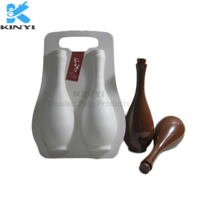 OEM paper pulp molded wine shipper ,bottle protective packing