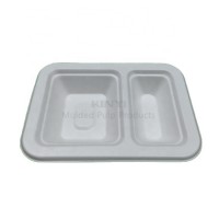 Two Compartment Bagasse Pulp Paper Tray, Food Serving Tray