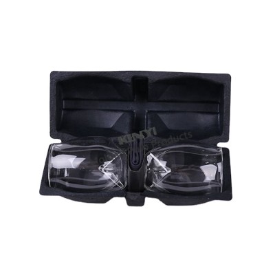 Eco friendly bagasse pulp molded black fiber packaging box for glasses