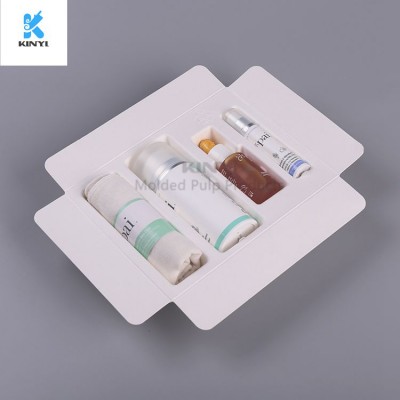 Eco friendly Sugarcane Bagasse Pulp Packaging Tray, Box Inserts for Skincare Packaging